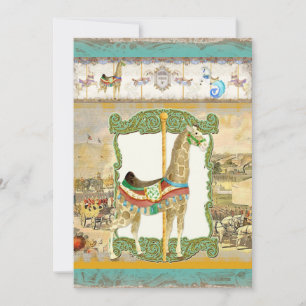 Vintages Circus Poster, Giraffe Babydusche Einladung