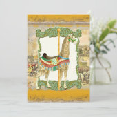 Vintages Circus Poster, Giraffe Babydusche Einladung (Stehend Vorderseite)