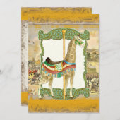 Vintages Circus Poster, Giraffe Babydusche Einladung (Vorne/Hinten)