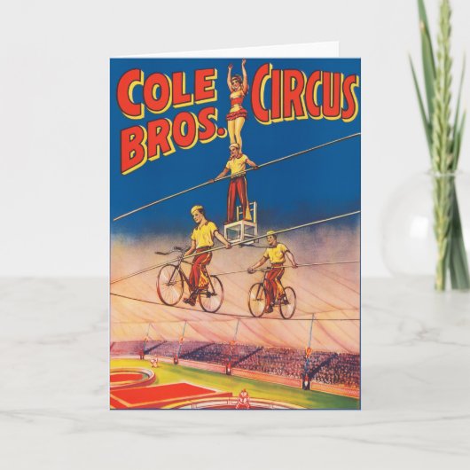 Vintages Circus Poster mit Hochdrahtreakrobaten Karte (Vorderseite)