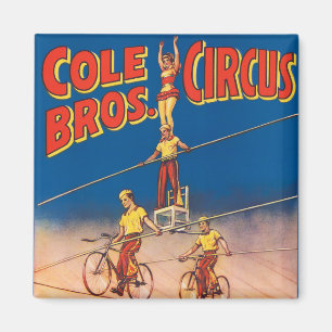 Vintages Circus Poster mit Hochdrahtreakrobaten Magnet