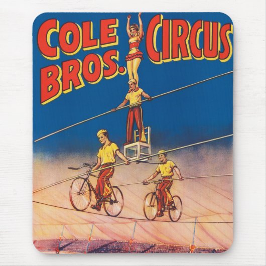 Vintages Circus Poster mit Hochdrahtreakrobaten Mousepad (Vorne)