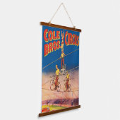 Vintages Circus Poster mit Hochdrahtreakrobaten Wandteppich Mit Holzrahmen (Gewinkelt)