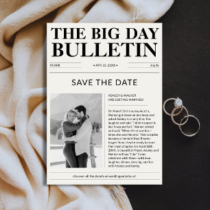 Vintages Classic Newspaper Winter Wedding Foto Save The Date