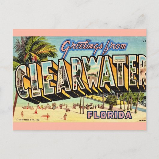 Vintages Clearwater Florida Postkarte (Vorderseite)