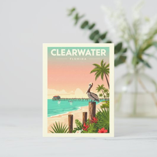 Vintages Clearwater Florida Postkarte (Stehend Vorderseite)