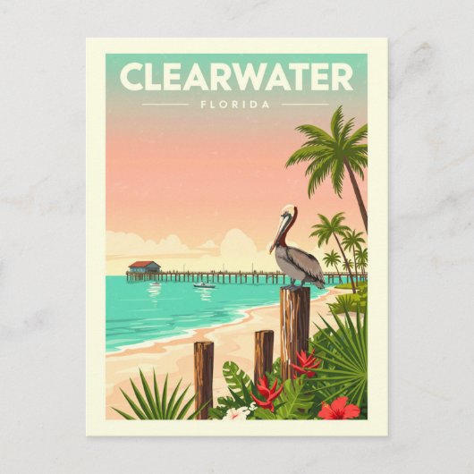 Vintages Clearwater Florida Postkarte (Vorderseite)