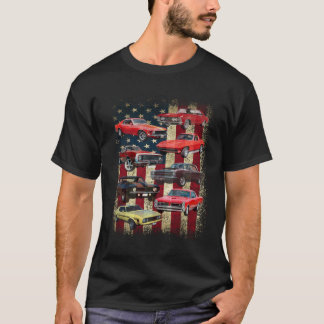 Vintages Clic Muscle Car Retro American Flag Patri T-Shirt