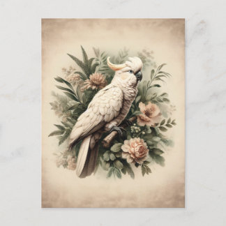 Vintages Cockatoo Botanisches Gemälde Postkarte