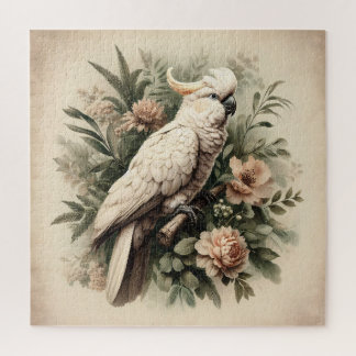 Vintages Cockatoo Botanisches Gemälde Puzzle