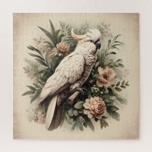 Vintages Cockatoo Botanisches Gemälde Puzzle (Vertikal)