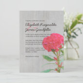 Vintages Cockscomb Hochzeitsempfang Einladung (Stehend Vorderseite)