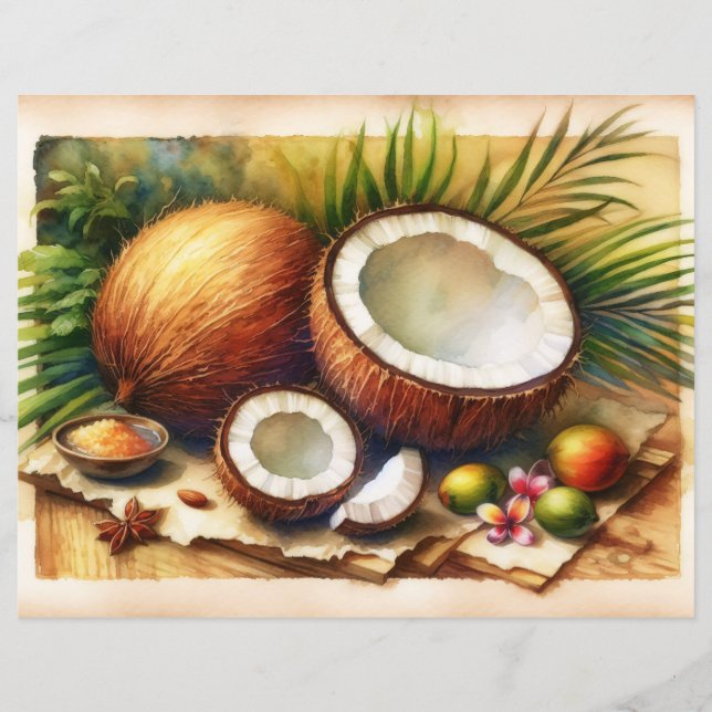 Vintages Coconut Tropendekoupage Scrapbook (Vorderseite)