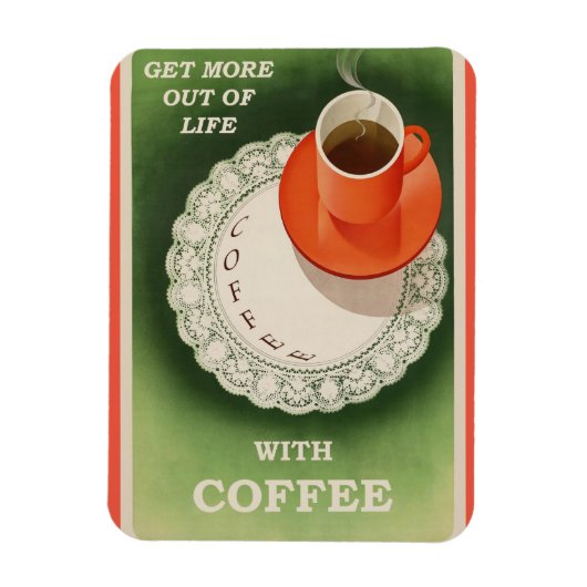 Vintages Coffee Poster Retro Flexibles Foto Magnet (Vertikal)