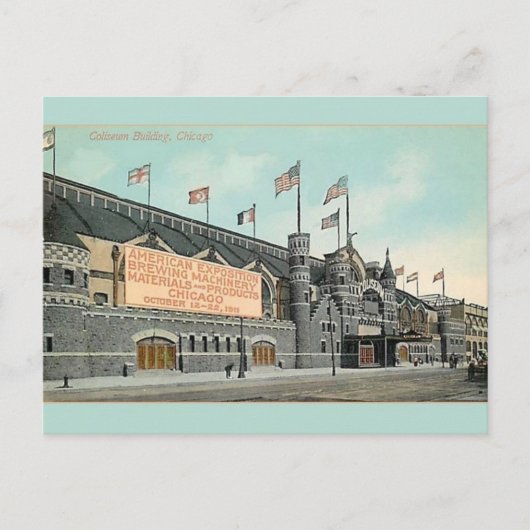 Vintages Coliseum Gebäude Chicago Postkarte (Vorderseite)