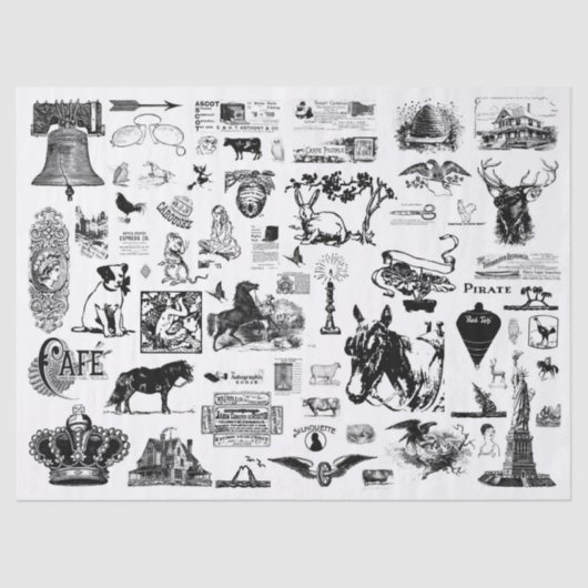 Vintages Collage Decoupage Tissue Paper Seidenpapier (Vorderseite)