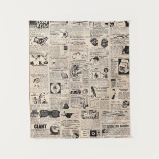 Vintages Comic Book Klassifizierte Anzeigeseite Wandteppich