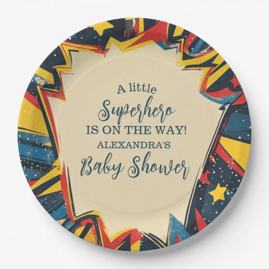 Vintages Comic Boy Baby Dusche Pappteller (Vorderseite)