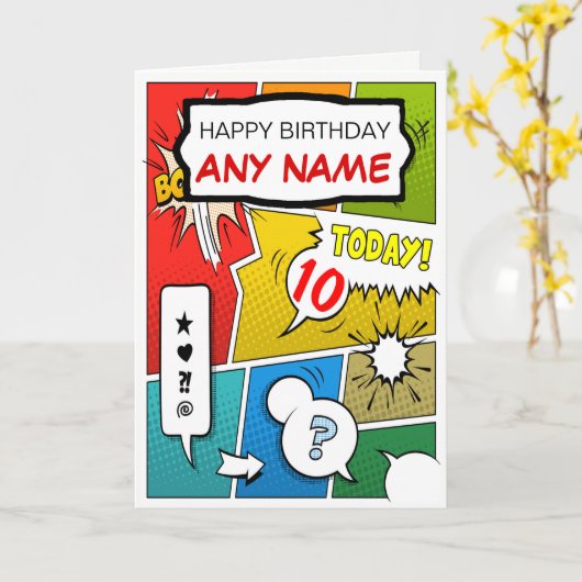 Vintages Comic-Buch-personalisierte Karte (Gelbe Blume)