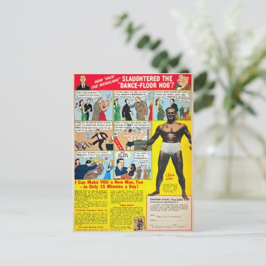 Vintages Comic Buchmuskelwerbung Postkarte (Stehend Vorderseite)