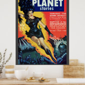 Vintages Comic "Planet Stories" Poster (Küche)