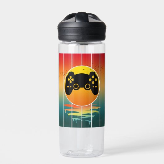 Vintages Computerspiel für Sunset Gamer Trinkflasche (Vorderseite)