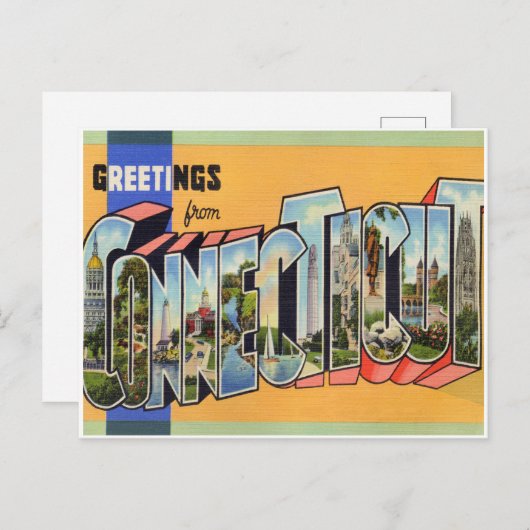 Vintages Connecticut Ankündigungspostkarte (Vorne/Hinten)