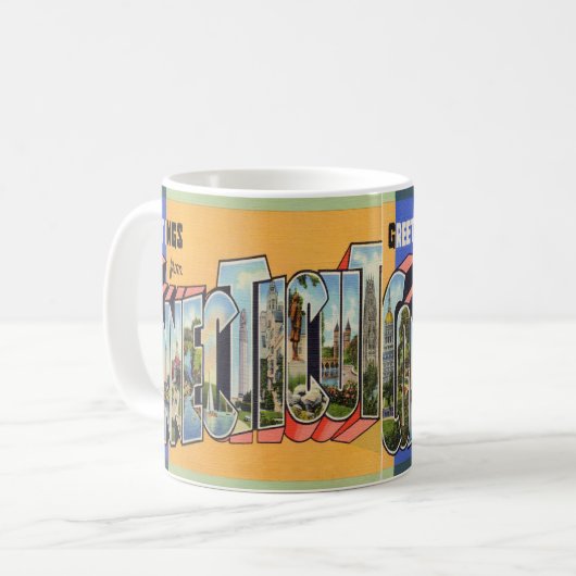 Vintages Connecticut Kaffeetasse (Vorderseite Links)