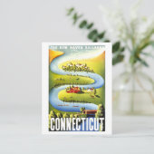 Vintages Connecticut Travel Poster Postkarte (Stehend Vorderseite)