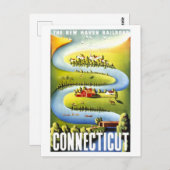 Vintages Connecticut Travel Poster Postkarte (Vorne/Hinten)