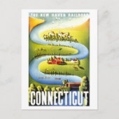 Vintages Connecticut Travel Poster Postkarte (Vorderseite)