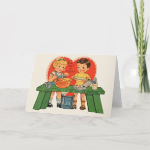 Vintages Cookie Baking Valentine's Day Card Feiertagskarte