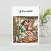 Vintages Cookie Exchange Weihnachten Einladung (Stehend Vorderseite)