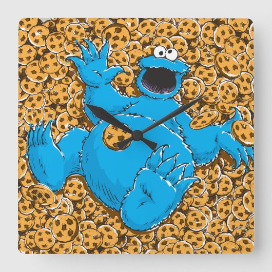 Vintages Cookie-Monster und Cookies Quadratische Wanduhr (Vorderseite)