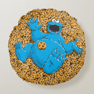 Vintages Cookie-Monster und Cookies Rundes Kissen