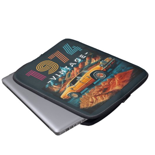 Vintages cooles Auto aus dem Jahr 1974 Laptopschutzhülle (Vorne Knopf)