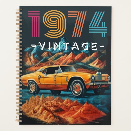 Vintages cooles Auto aus dem Jahr 1974 Planer (Vorderseite)