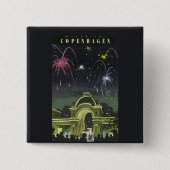 Vintages Copenhagen Illustration Travel Poster Button (Vorderseite)