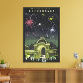 Vintages Copenhagen Illustration Travel Poster Leinwanddruck (Insitu (Wohnzimmer))