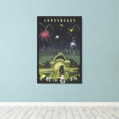 Vintages Copenhagen Illustration Travel Poster Leinwanddruck (Insitu (Holzboden))