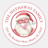 Vintages Coquette-Santa-Adressetikett Runder Aufkleber (Vorderseite)