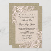 Vintages Country Blush Lace Design und Burlap Einladung (Vorne/Hinten)