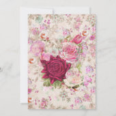 Vintages Country chic rosa blumengeschmücktes Brau Einladung (Rückseite)