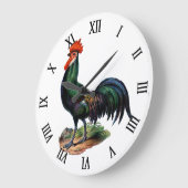 Vintages Country Chic Stolz-Rooster Große Wanduhr (Winkel)