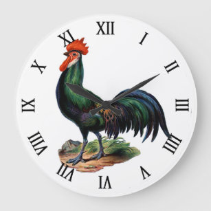 Vintages Country Chic Stolz-Rooster Große Wanduhr