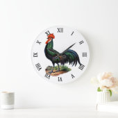 Vintages Country Chic Stolz-Rooster Große Wanduhr (Zuhause)