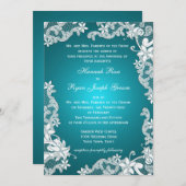 Vintages Country Floral Design Aqua Einladung (Vorne/Hinten)