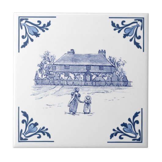 Vintages Country House Zuhause Delft Blue & White Fliese (Vorderseite)