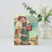 Vintages Couple Kissing in Italien Postkarte (Stehend Vorderseite)
