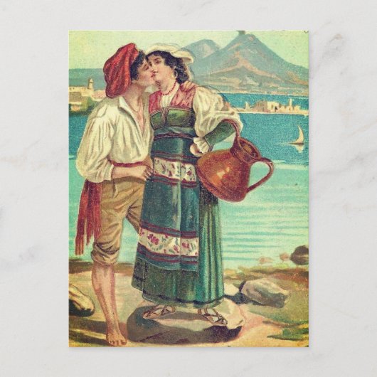 Vintages Couple Kissing in Italien Postkarte (Vorderseite)